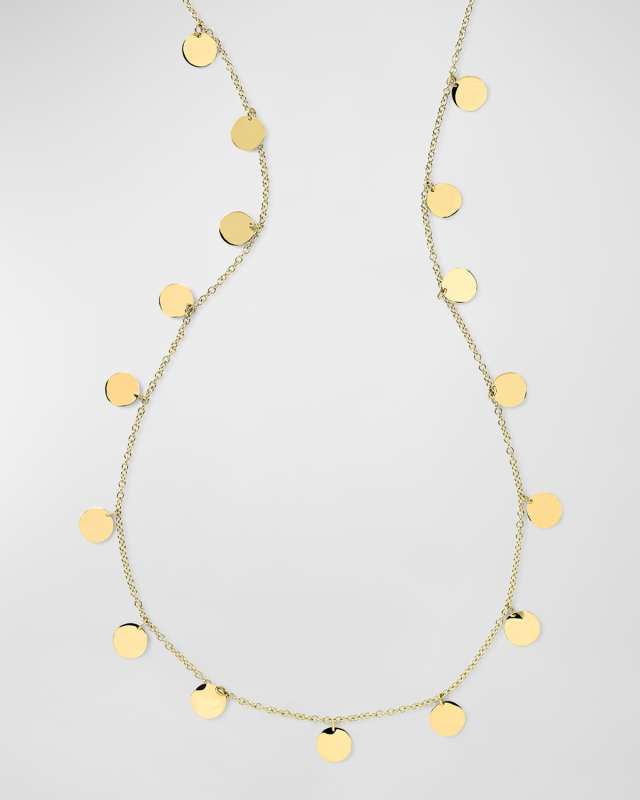 Long Paillette Layering Necklace in 18K Gold